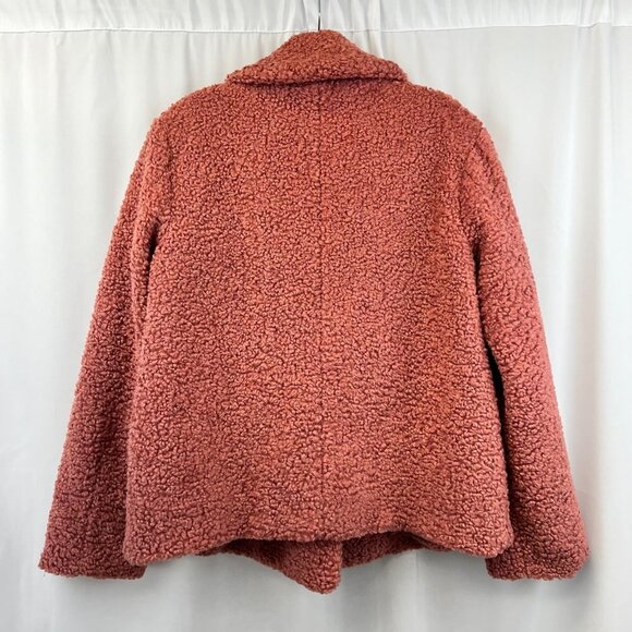 LC Lauren Conrad Shabby Teddy Pea Coat Rose Double Breasted Size Medium - Picture 6 of 9